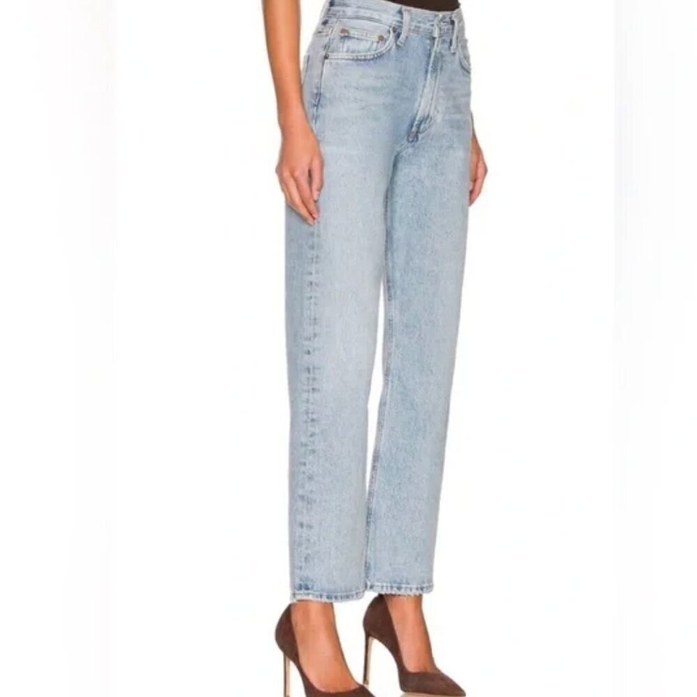 Agolde Mia Denim Jeans Mid Rise Straight Light Wash Jean Organic Cotton Size 30